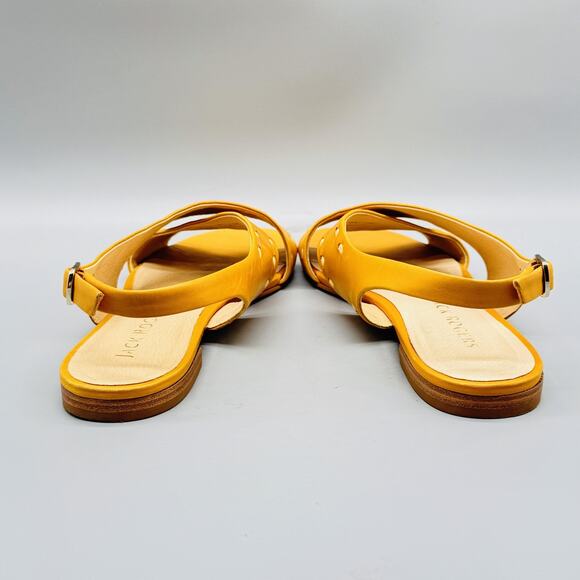 Jack Rogers Sandals Women 8 Yellow Leather Slingback Flat Cross Strap Whipstitch - Picture 8 of 13